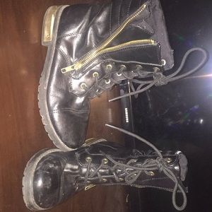 Black and Gold Combat Boots
